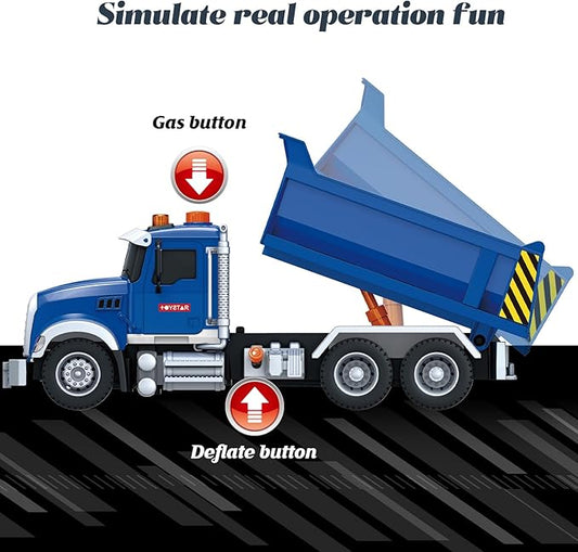 Friction Powered Dump Truck Toy for Kids with Lights & Sounds, Large Construction Vehicle for Boys Girls Ages 3 4 5 6 Years Old