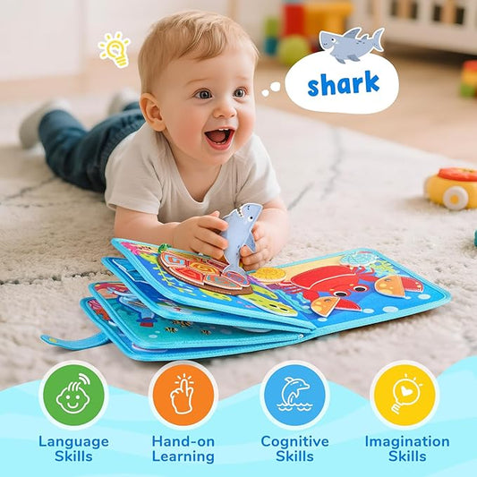 JoyCat Ocean Busy Book for Toddlers 1-3 - Travel Toy Activity Book for 1 2 3 Year Old Boys Girls, Educational Travel Toy with Sea Animals & Life Skills, Toddler Birthday Gift, Autism Sensory Toys