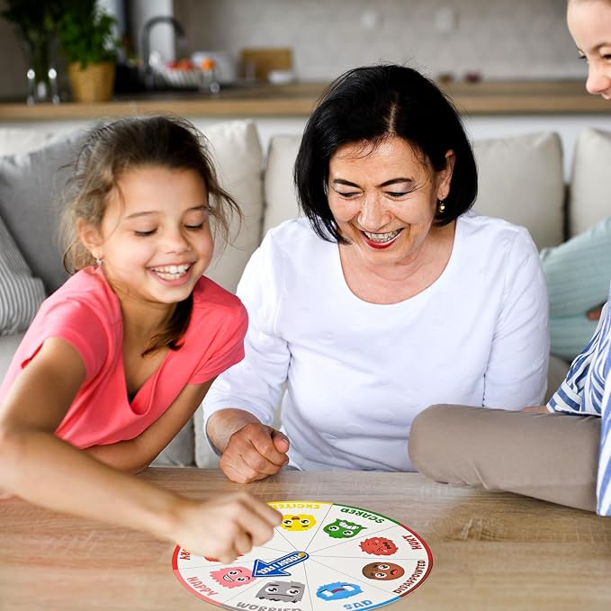 Cinrobiye 24 Set Social Emotional Learning Activities Skills Explore Emotions Wheel with Faces Emotion Matching Cards Feelings Wheel for Preschool Counseling Office Must Haves Therapy Game (Wheel) - Image 4