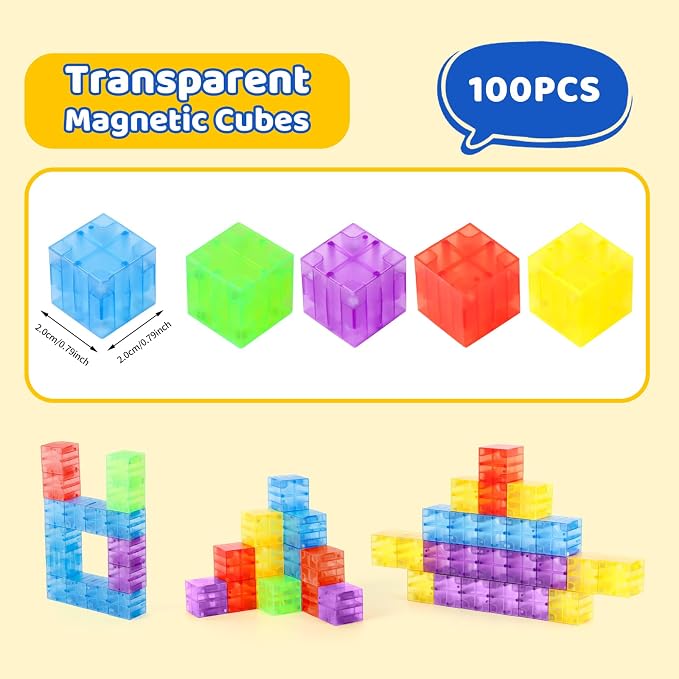 ZHENFINITY 100PCS Colorful Magnetic Building Blocks, STEM Construction Toy - Image 7