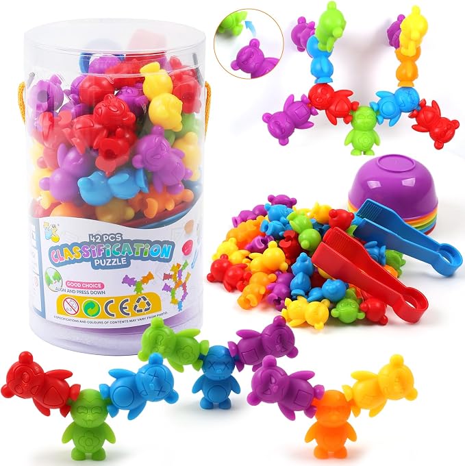 UNIQUE KIDS Counting Matching Game with Sorting Cups, Color Classification and Sensory Training Educational Learning Toys Set Gift for Toddlers Preschool Ages 3 Years and up by UNIQUEKIDS