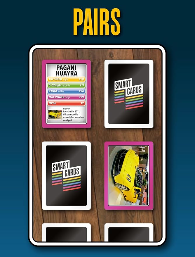 SMART CARDS Cars, Gift, Stocking Stuffer, Travel Game, 7 Games in 1, Pairs, Snap, Trumps, Rummy, Memory Quiz, Learn Facts, Age 5+, 1-8 Players - Image 7