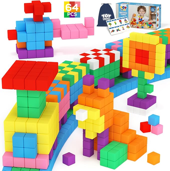 TOY Life Primary Magnetic Blocks, 64-Piece STEM Set, Ages 3-8 by TOYLife