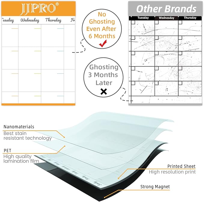 JJPRO Magnetic Dry Erase Monthly Calendar and Weekly Whiteboard for Fridge-Monthly Planner,Weekly Dry Erase Board for Refrigerators,One Bonus Notepad/to Do/Grocery List - Image 3