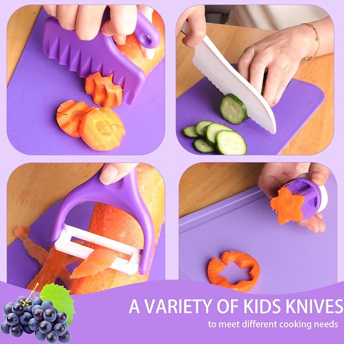 Montessori Kids Knife Set for Real Cooking – Safe Kitchen Tools, Toddler Cooking Toys for Ages 4-10, Birthday Gift for Girls & Boys, Educational Cutting Set - Image 2