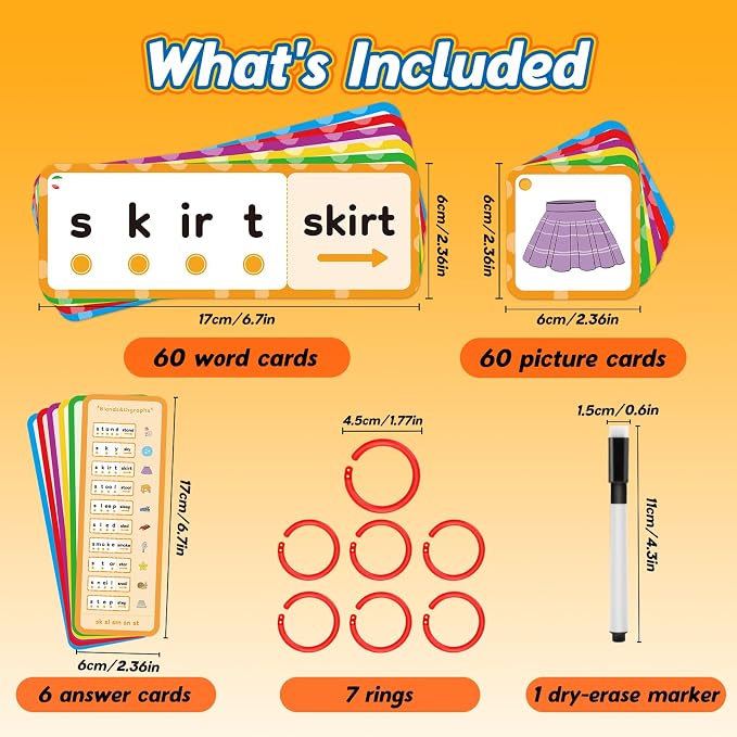 Kasfalci Blends & Digraphs Cards,Phonics Games,Speech Therapy Toys for Toddlers Kids,Learn to Read,Spelling Reading Learning Sight Word Games,kindergarten Preschool Learning Activities,Educational Toy - Image 6