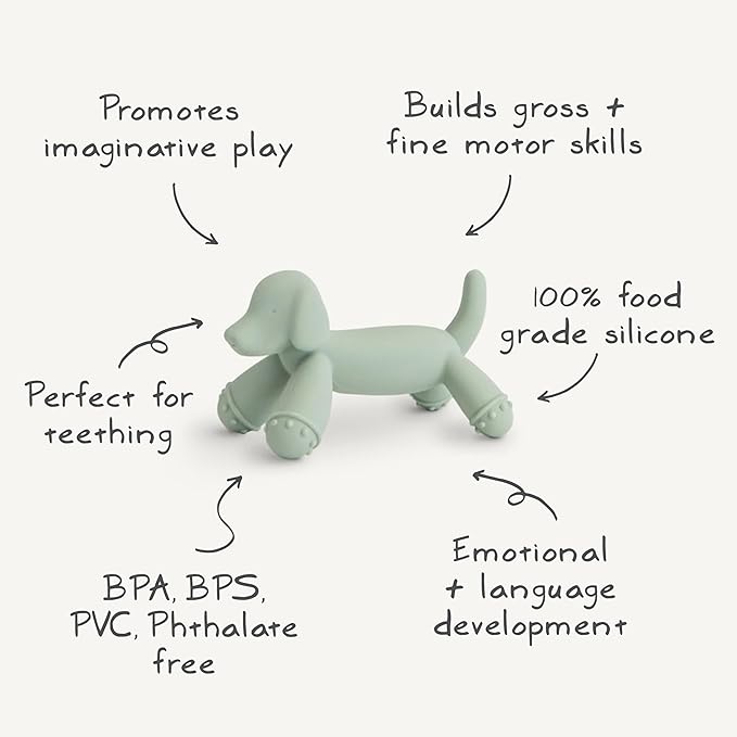 mushie Silicone Baby Teether Toy | Dog Figurine Teether