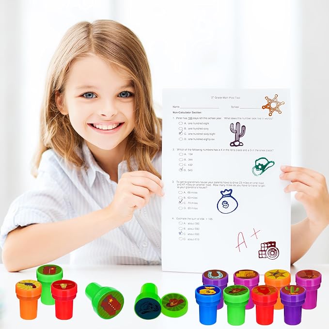 Cinrobiye 24 Pcs Western Cowboy Stampers Party Favor Set, Cute Cowboy Rodeo Stamps for Kids Birthday Party, Classroom Rewards, Carnival Prizes, Goody Bag Fillers, Western Themed Party Supplies - Image 5