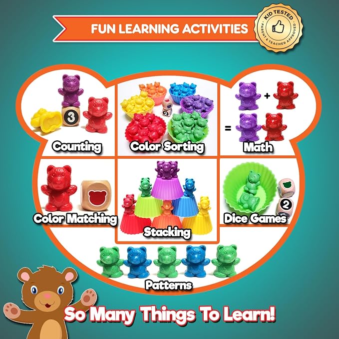 Cute & Cuddly Counting Bears with Dice - Sort, Count, Match & Play 60pc - Image 4