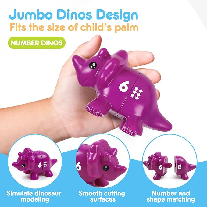 USATDD Numbers Matching Dinosaur Toy 1-10 Counting Sorting Game Double-Sided Dino Fine Motor Toys Number Recognition Learning Toy, Christmas Stocking Stuffers for for Kids Boys Girls - Image 5