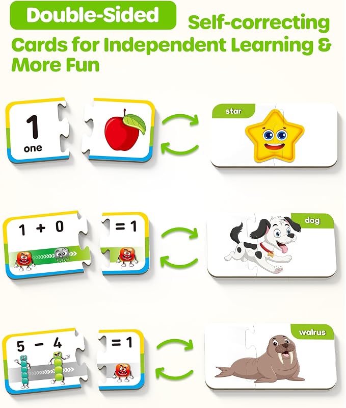 D-FantiX 30 Self-Correcting Number Puzzles Kindergarten Math Games for Kids - Image 3