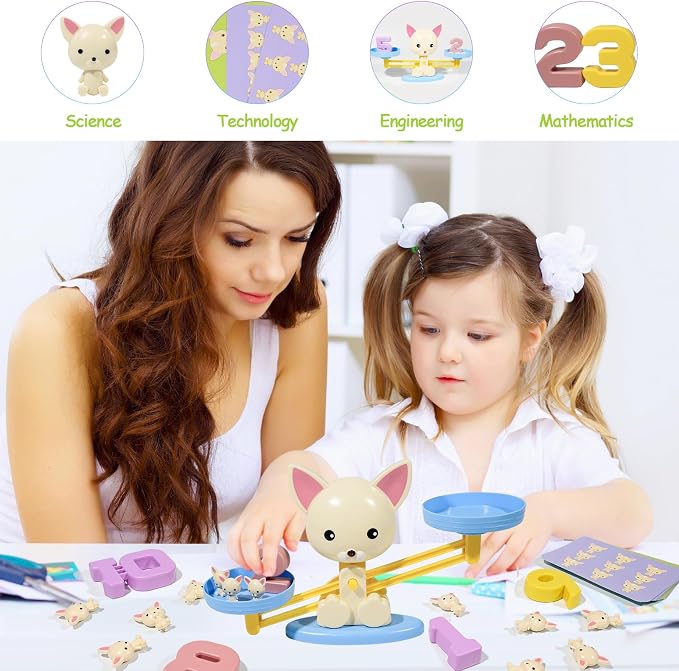 Puppy Balance Counting Toys, Cool Math Learning Games for Boys and Girls, Educational Number Toy Preschool Puppy Balance Counting Toy, Fun Children's Gift STEM Math Games Toys for Kids Age 3+(63 PCS) - Image 3