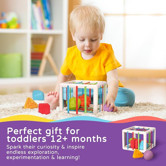 LiKee Montessori Activity Cube Toy, Sensory Shapes for Baby 12M+ - Image 5