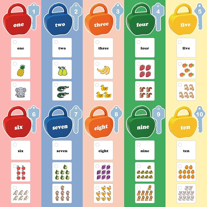 Montessori Lock and Key Toddler Toys, Cause and Effect Sensory Learning Toys for 1 2 3 Year Old, Number Counting & Matching Game, Fine Motor Skills Preschool Travel Activities - Image 3