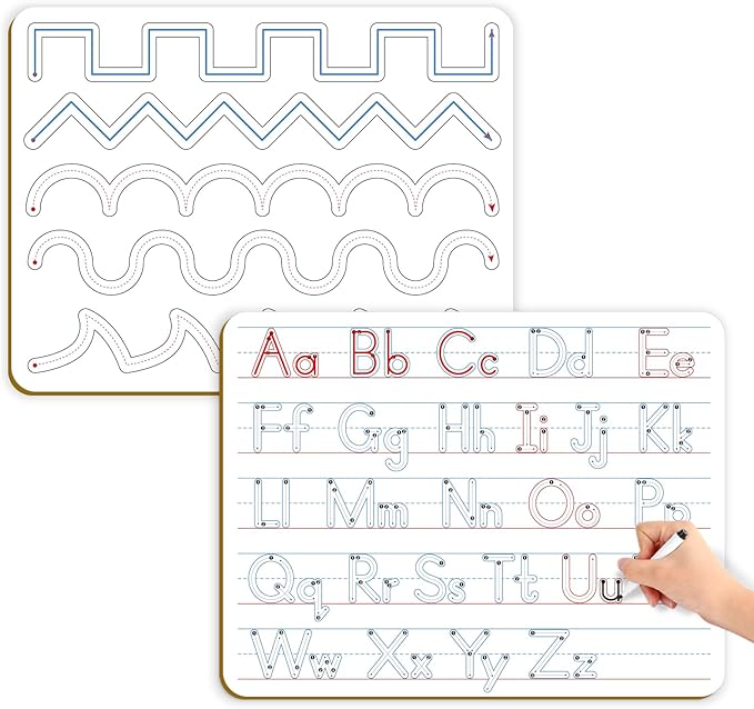 Aizweb Handwriting Practice Dry Erase Board,9" x 12" ABC Alphabet Letter Tracing for Kids Ages 3-5 Writing Small Whiteboard,Pre k Toddler Preschool Kindergarten Learning Activities,Homeschool Supplies by AIZWEB