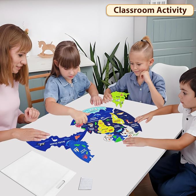 15 Pcs Continents Puzzle for Kids Felt Story Board Pieces Flannel Board for The Classroom Learning Globe World Map Puzzle for Toddlers - Image 7