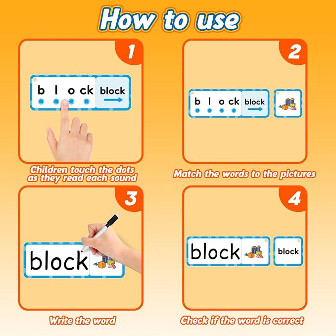 Kasfalci Blends & Digraphs Cards,Phonics Games,Speech Therapy Toys for Toddlers Kids,Learn to Read,Spelling Reading Learning Sight Word Games,kindergarten Preschool Learning Activities,Educational Toy - Image 4
