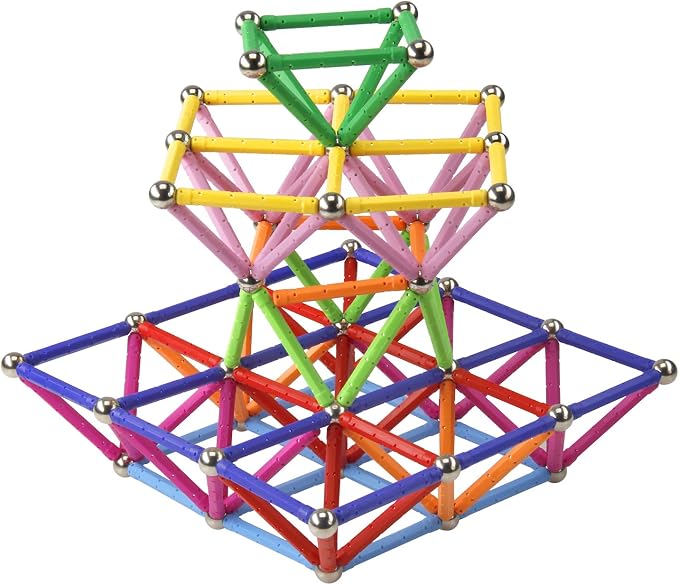 160 Pcs Magnet Building Sticks Kids Toys, Lengthen Magnetic Construction Building Blocks Set 3D Brain Training Learning Educational DIY STEM Toys - Image 2