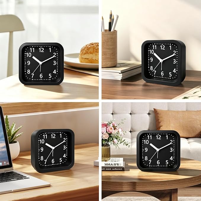 Loud Alarm Clock for Heavy Sleepers Adults, 4.5" Simple Plastic Battery Operated Alarm Clock with Silent Movement, Easy-to-Read Number, Bedside Desk Clock for Bedroom Teens Seniors, Black - Image 8