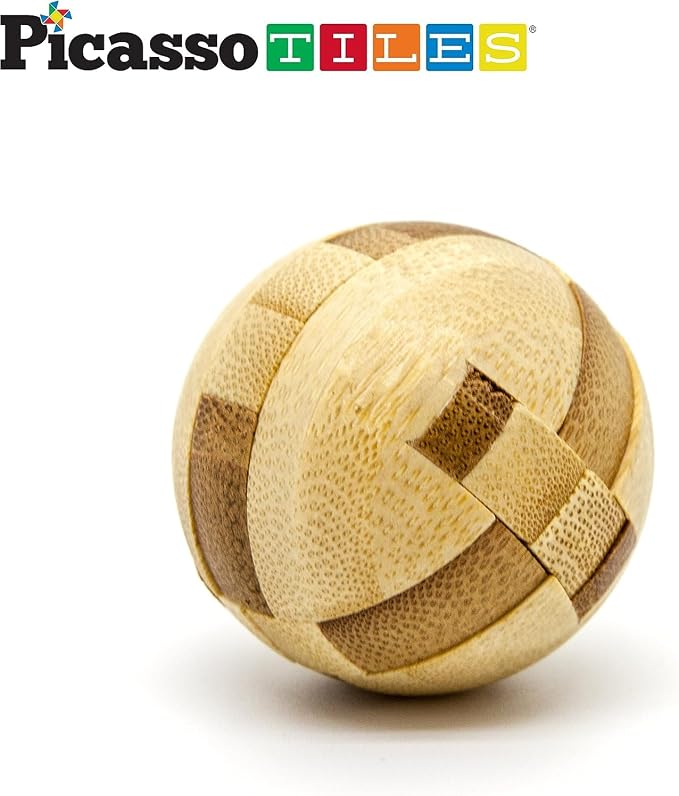 PicassoTiles 8 Styles Interlocking Sensory Toys Wooden Burr Cube, Ball and Barrels Logic Skill Genius Puzzle Brain Teaser Games & Intellectual 3D Assembling Educational Toy Set for Kids & Adults PTP08 - Image 2