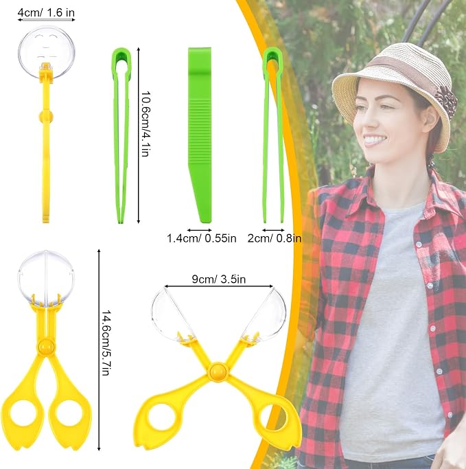 Mudder 12 Pcs Sensory Bin Tools, 6 Bug Catching Tweezers & 6 Scoopers, Hands Fine Motor Tool Set, Fine Motor Skills Toys Backyard Explorer Outdoor Tool Nature Exploration Observation - Image 2