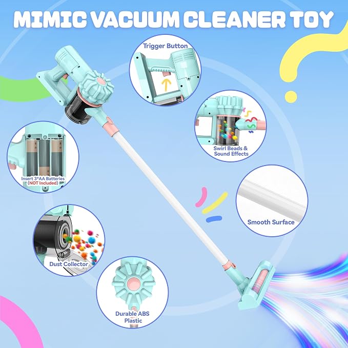 SMILESSKIDDO 3-in-1 Kids Vacuum that Really Works, Toy Vacuum for Kids - Image 5