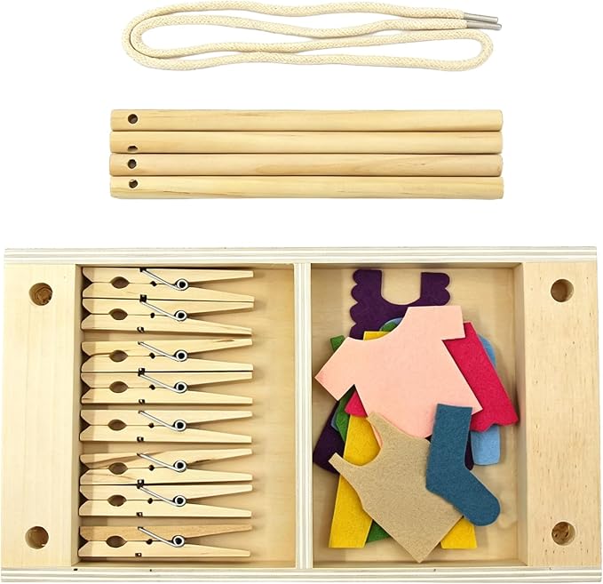 Kiddison Montessori Clothesline Activity Set – Practical Life Clothespin Work for Fine Motor Skills, Preschool & Classroom Use (Casa), Ages 3+ - Image 4