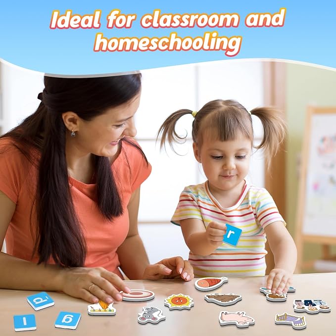 Kasfalci Magnetic Letters & CVC Word Games, Phonics Games, Alphabet Learning Toys, Refrigerator Fridge ABC Magnets for Kids, Speech Therapy Toys for Toddler, Spelling Reading for Preschool Classroom - Image 7