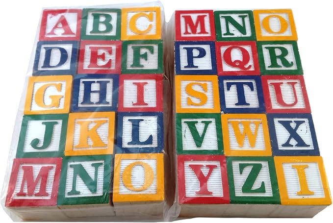 Skoolzy Wooden ABC Blocks - 120 Pc Stacking Set for Toddlers Ages 2+