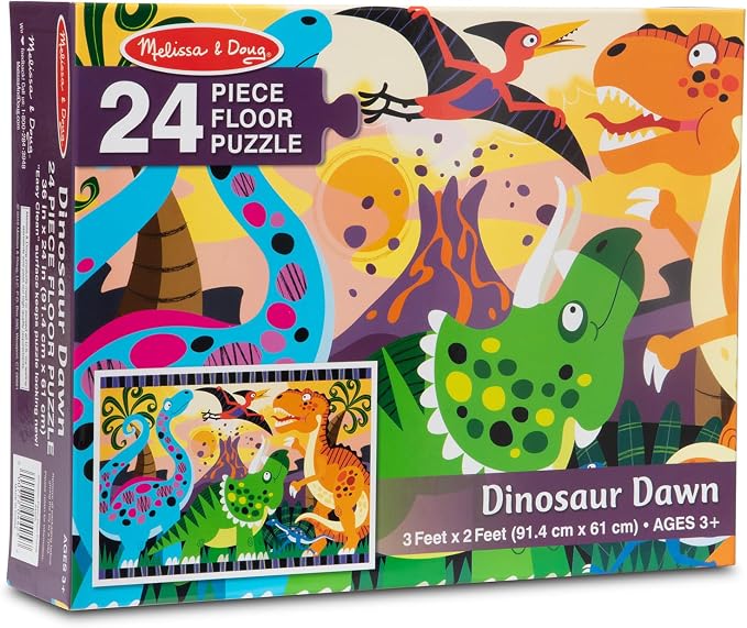Melissa & Doug Dinosaur Dawn Jumbo Floor Puzzle (24 Pieces, 2 x 3 Feet), Jigsaw Puzzle for Preschoolers and Kids Ages 3+ - FSC Certified - Image 3