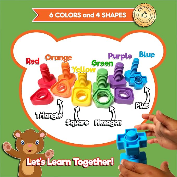 Twist & Turn Nuts n Bolts - Sort, Count, Match & Play with 12pc + eBook - Image 4