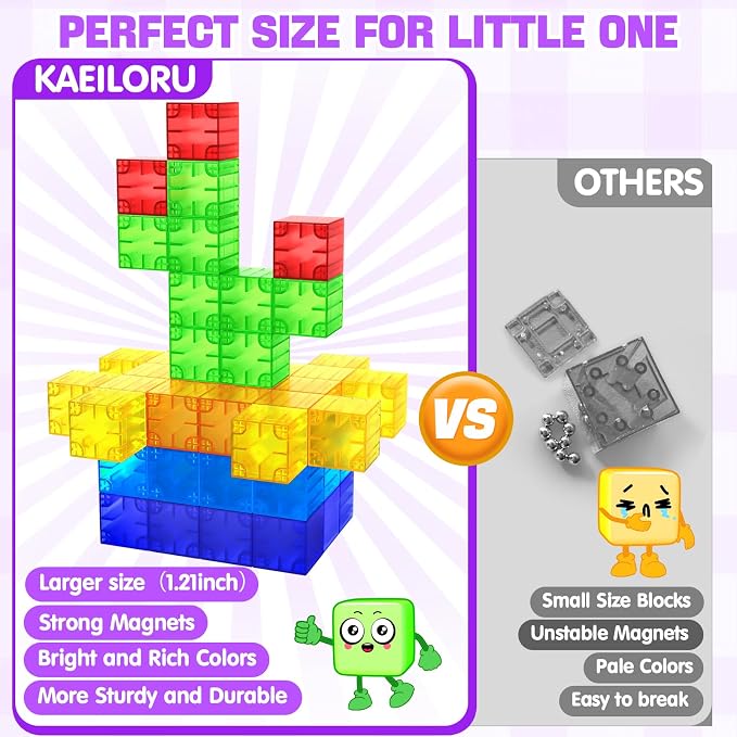 Feoxialy Magnetic Blocks 52pcs Translucent Magnetic Cubes Building Blocks - Image 2