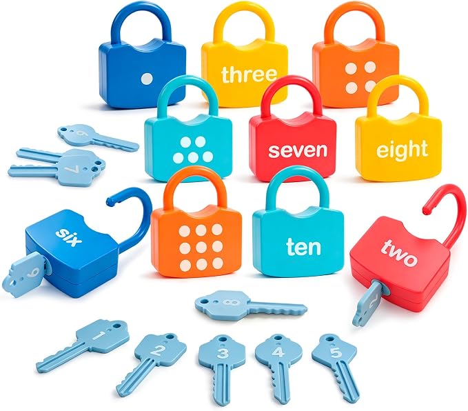 Montessori Toys for 3 Year Old, Preschool Activities Toys Games for Toddler, Lock & Key Counting Toys for Toddlers, Math Manipulatives for Preschool Kindergarten Learning & Education by YYDeek