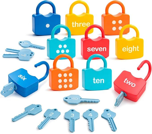 Montessori Toys for 3 Year Old, Preschool Activities Toys Games for Toddler, Lock & Key Counting Toys for Toddlers, Math Manipulatives for Preschool Kindergarten Learning & Education by YYDeek