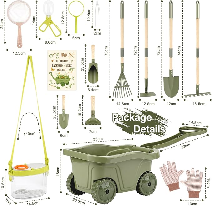 Dreamon Kids Gardening Set, 14Pcs Kids Gardening Tool with Bug Catching Kit - Image 3