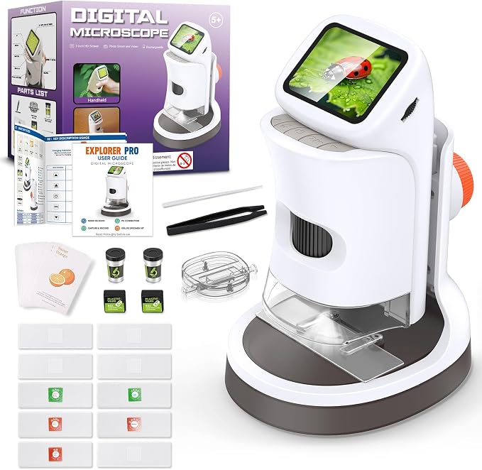 Kids Digital Microscope 1000X 1080P with Screen | Handheld Pocket Microscope for Kids 5-12, Portable Rechargeable STEM Science Kit, Educational Toy Gift for Boys & Girls (2026 New) by Uarzt