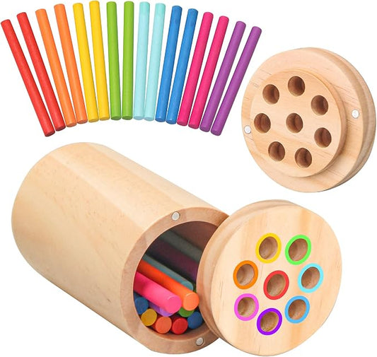 Montessori Toys for 1-3 Year Old,Color Sorting & Fine Motor Skills Preschool Learning Activities,Wooden Sensory Easter Toys for Toddlers by Tooysea