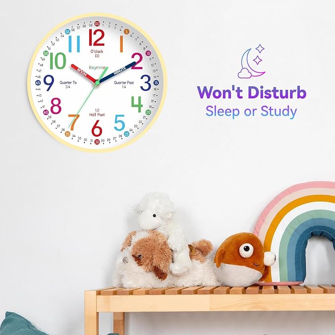 Roymnie Wall Clock 8" for Kids Learning Battery Operated Teaching Silent - Image 7