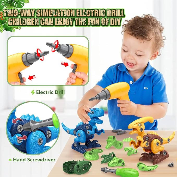 BAODLON Dinosaur Toys for 3 4 5 6 7 Year Old Boy, Take Apart Dinosaur Toys for Kid 3-5 5-7 Building Toy with Electric Drill, Learning Educational STEM Construction Toy Christmas Birthday Gift Boy Girl - Image 4