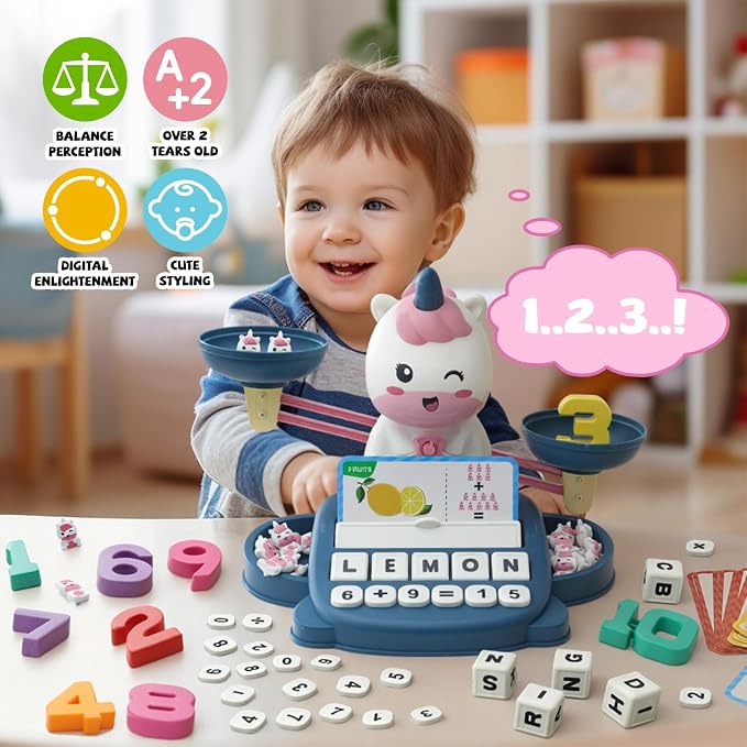Snugzy Unicorns Balance Counting Toys Math Game Montessori Toys Learning Games for Kids Educational Toy Gifts for Boys Girls Age 5-7 - Image 2
