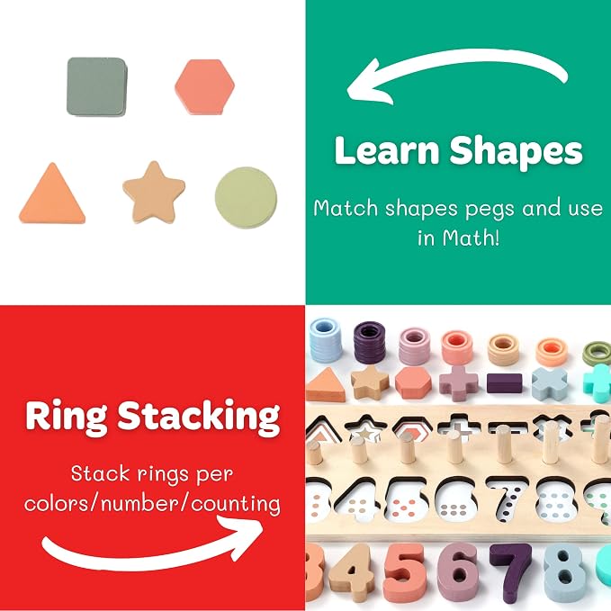 GeroCrew Toddler Montessori Toys Teaches Number, Counting, Math, Stacking Fun Preschool Learning Activates for Boy and Girl | Year Old Boy Gifts and Beyond! (Macaron) - Image 3