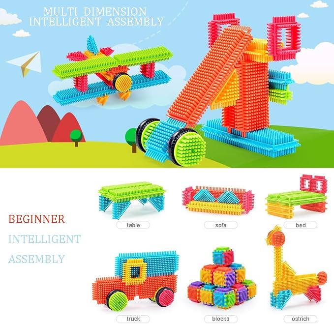 Teytoy 100 Pcs Bristle Shape Building Blocks Toy Set for toddlers Kids - Image 4