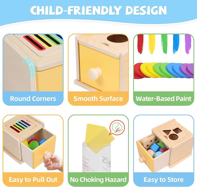 YHHYTOY Montessori Toys for 1+ Year Old, Object Permanence Coin Box - Image 4