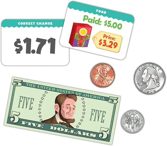 eeBoo Making Change Math Game with Play Money, Coins, Ages 5+, 2-4 Players - Image 3