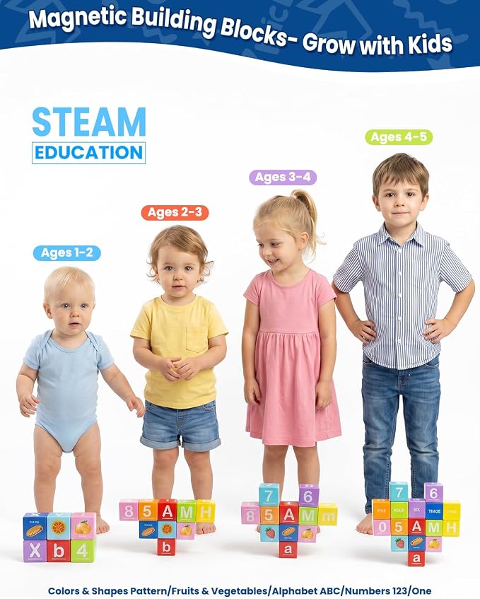 Magnetic Blocks for Toddlers,1.65in Large Montessori Building Cube for Kids - Image 6