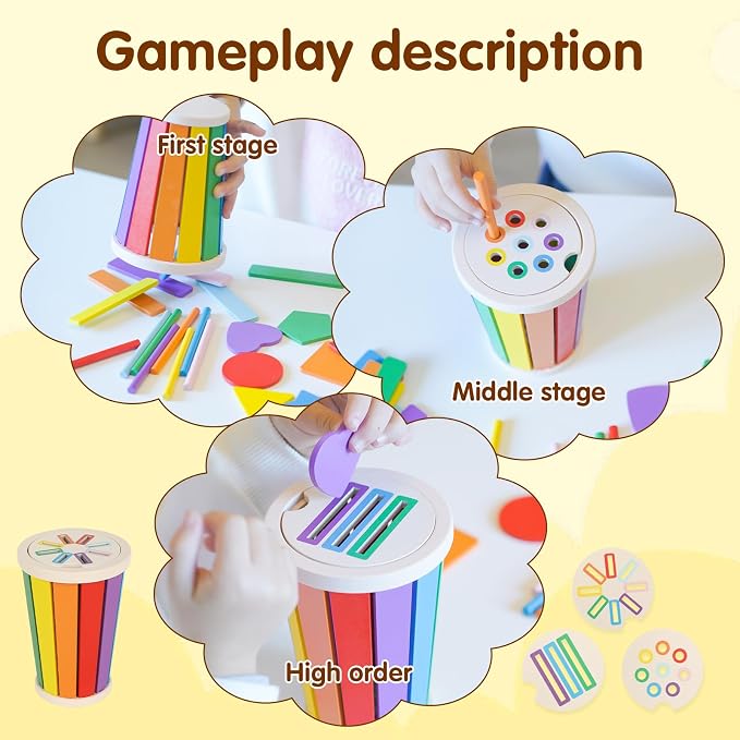 nunukuids Montessori Toys for 1+ Wooden Color Sorting Toys for Toddlers 1-3 Year Old Toddlers Fine Motor Skills Development Color Sorting Fun - Image 5