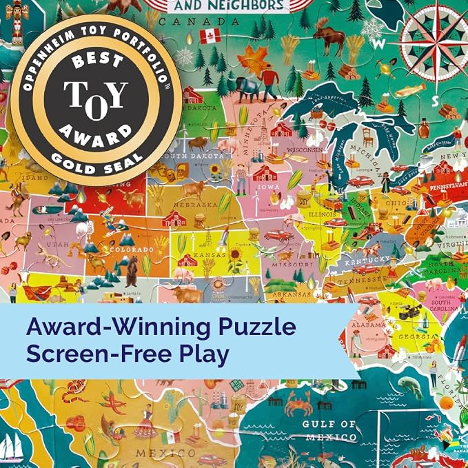 eeBoo USA MAP 48 Giant Piece Children's Puzzle, 26" x 21" - Image 5
