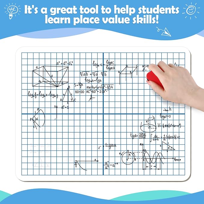 Dry Erase XY Axis Graph Whiteboard,9" x 12" Interactive Learning Coordinate Grid Double-Sided Dry Erase Board,Math Manipulatives White Board for Students,Classroom and Home,Small White Board Dry Erase - Image 4