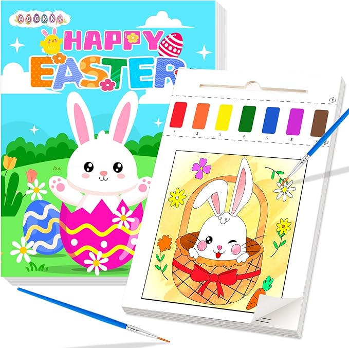 Paint with Water Coloring Books for Kids Toddlers 1-3 Mess Free Watercolor Painting Book Kits Arts and Crafts for Kids 2-4 4-6 Travel Activities Birthday Christmas Stocking Stuffers Toy Gift (Easter)