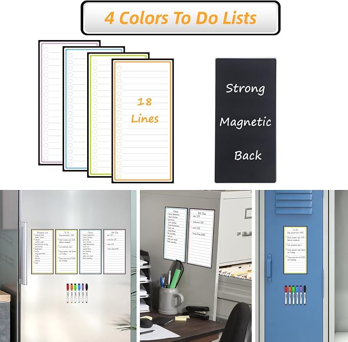 JJPRO Magnetic Dry Erase Chore Chart for Fridge-14.5"x11" Chore Chart for Multiple Kids & Adults, 4 to Do Lists for Refrigerator -Dry Erase Chore Board -Behavior Chart for Multiple Kids - Image 4